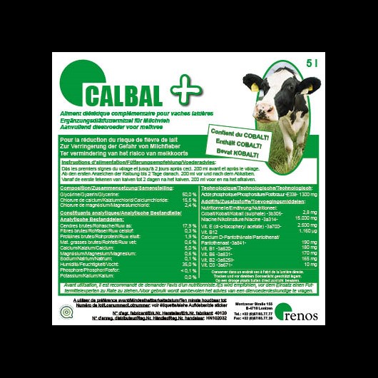 CALBAL Plus 5L (contre la fièvre de lait peu avant et après la mise-bas)